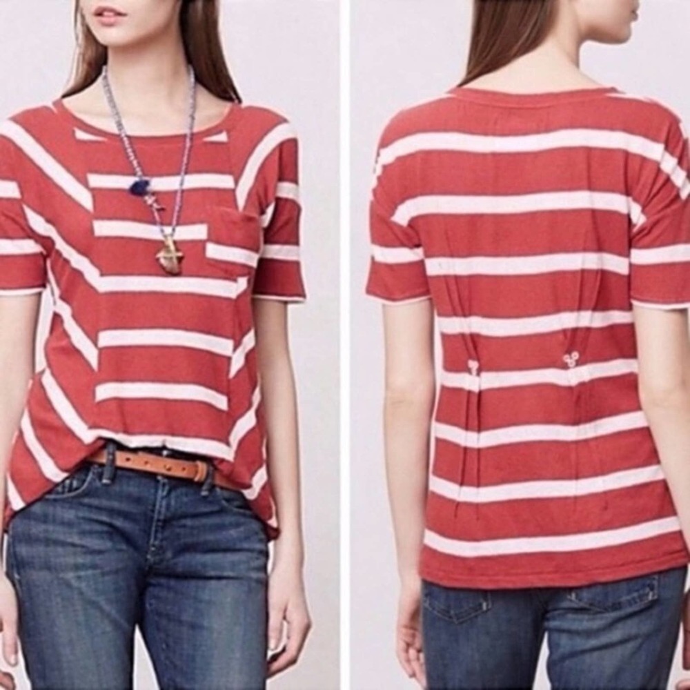 Anthropologie Postmark Linen Blouse T-Shirt Extra Small